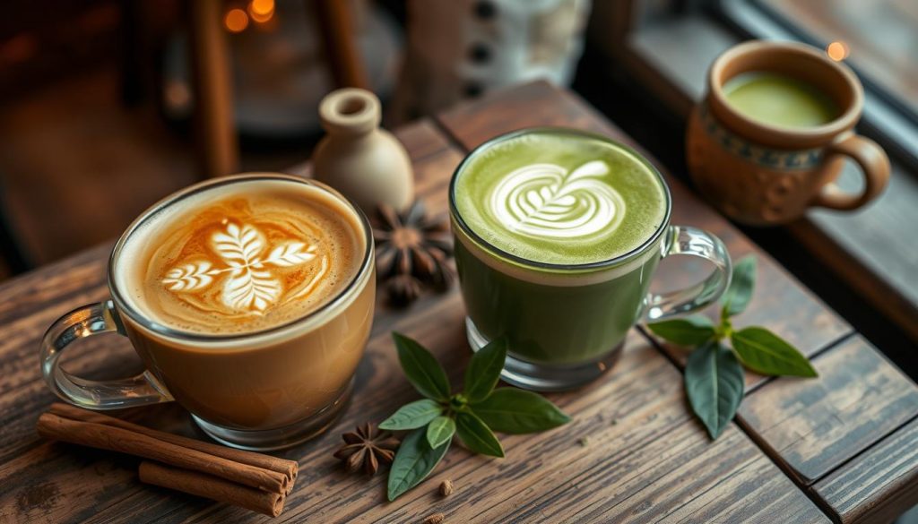 Chai Latte et latte au thé matcha