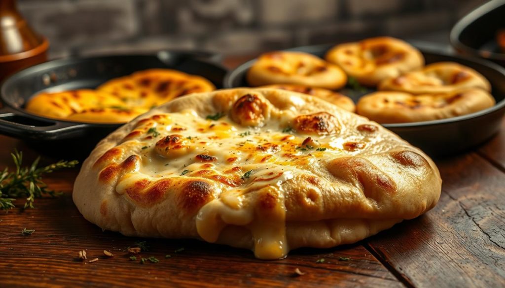 Cuisson naan au fromage