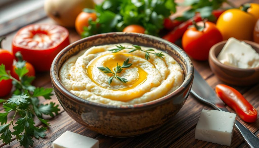 Délicieuse polenta crémeuse sur la table