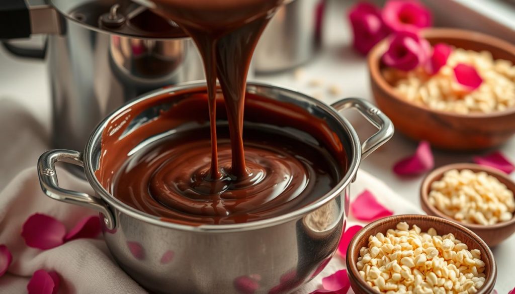 Faire fondre le chocolat pour les roses des sables