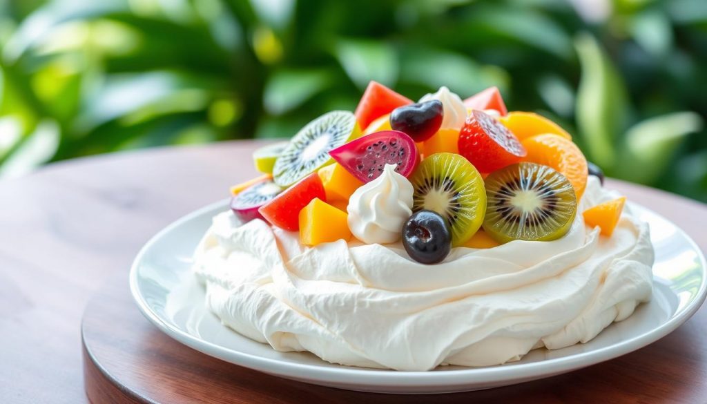 Pavlova aux fruits exotiques