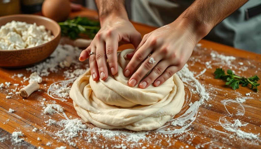 Préparation pâte naan au fromage