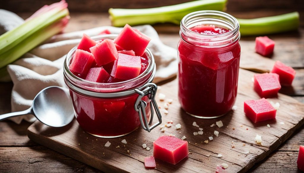 confiture de rhubarbe moins sucrée