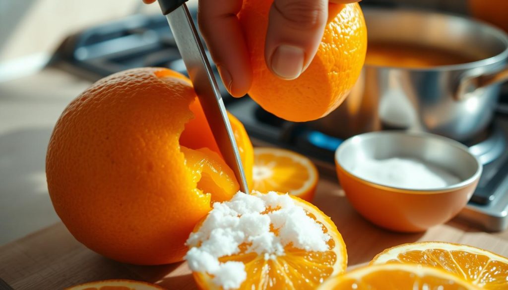 épluchage confiture d'orange