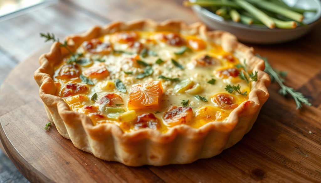 tarte aux poireaux et au saumon fumé