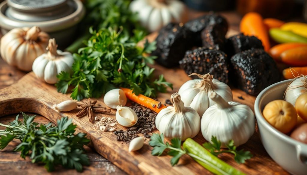 Ingrédients cuisson au four boudin noir