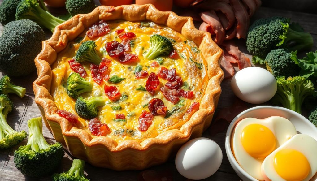 La recette traditionnelle de la quiche aux brocolis et lardons