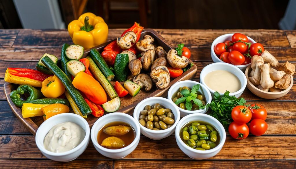 Légumes grillés et condiments raclette