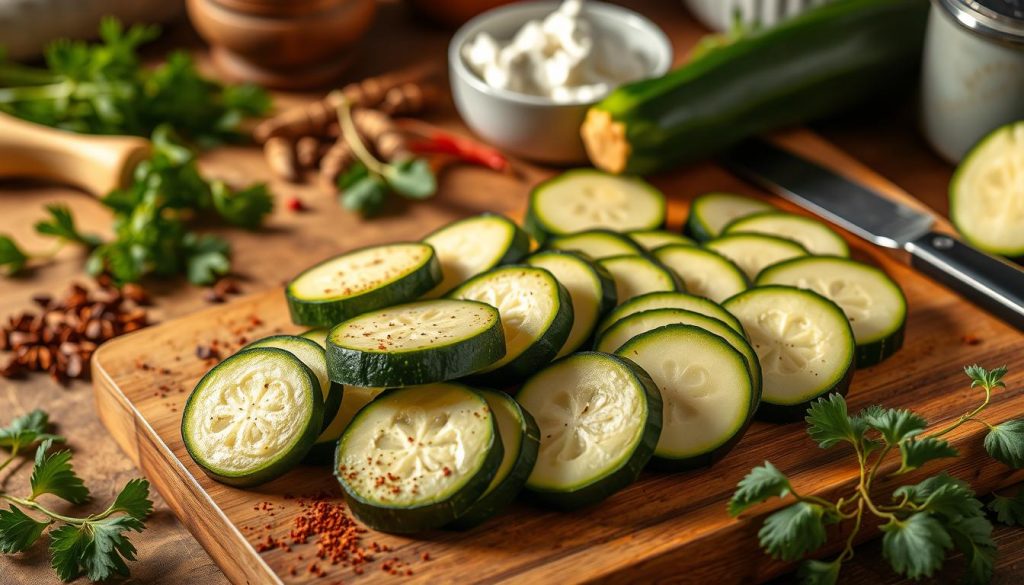 Préparation des courgettes