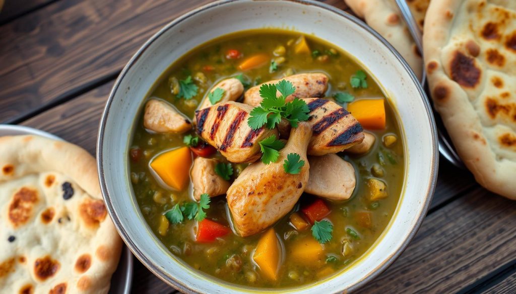 dahl de lentilles vertes et poulet