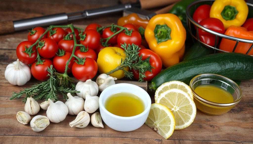 ingrédients marinade courgettes