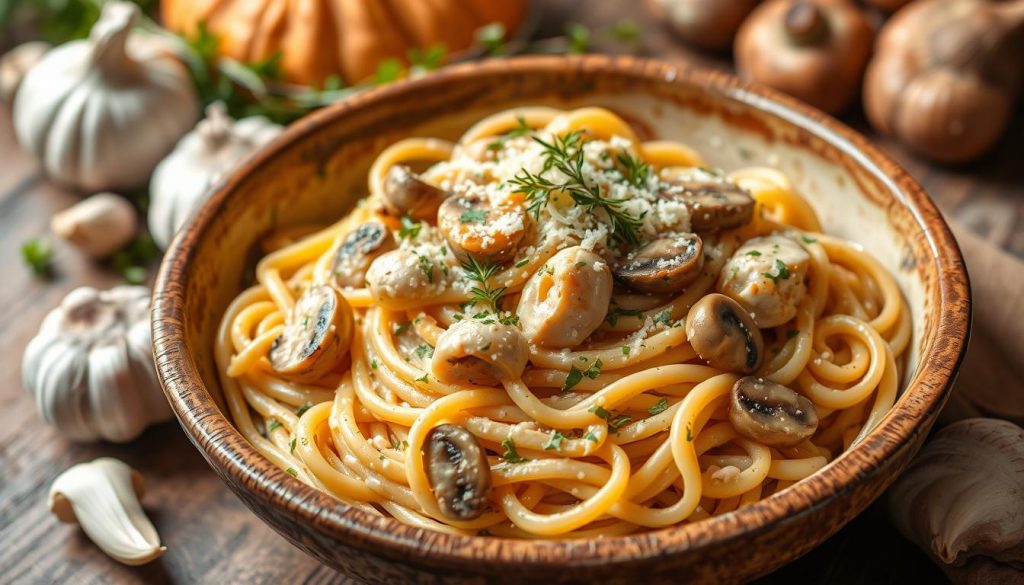 linguine poulet champignons