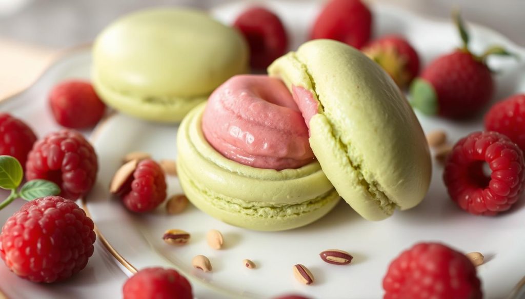 macaron pistache framboise