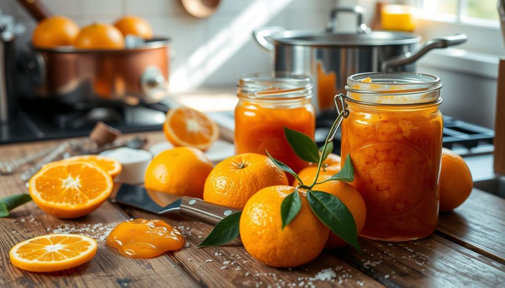 préparation confiture orange