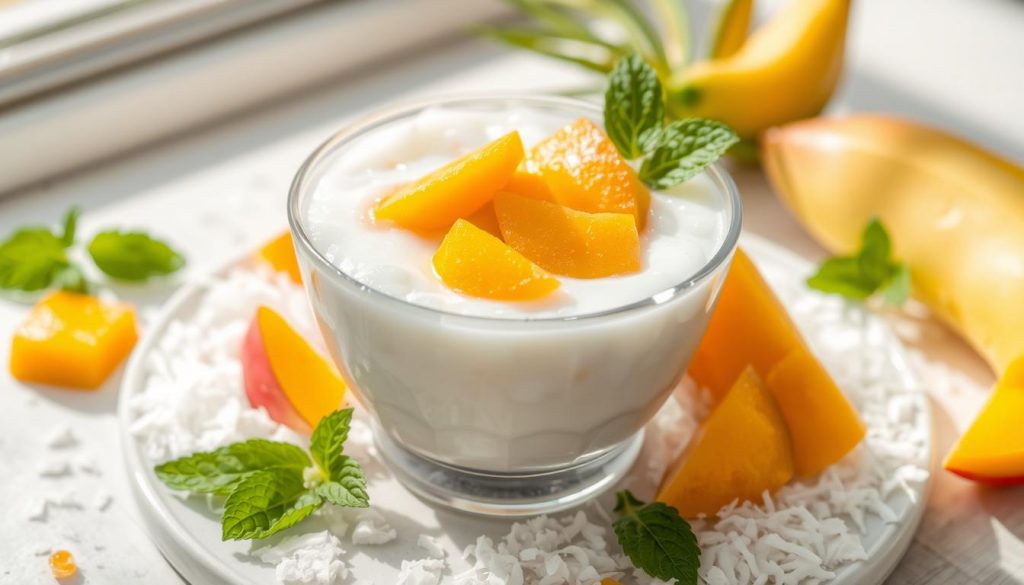 pudding noix de coco et tapioca mangue