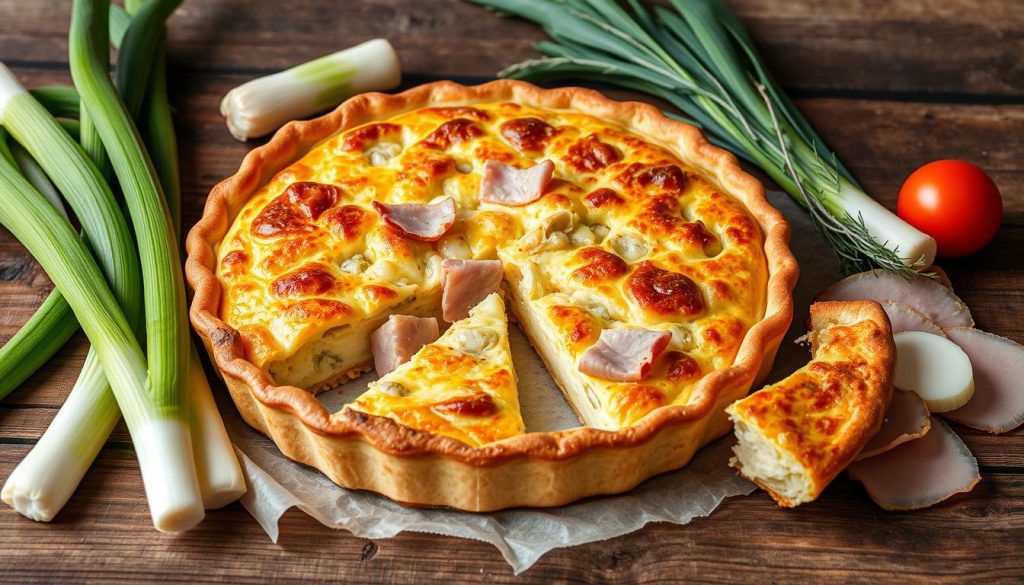 Quiche aux poireaux et au jambon