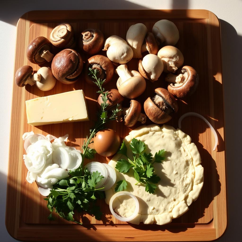 ingrédients essentiels pour tarte aux champignons