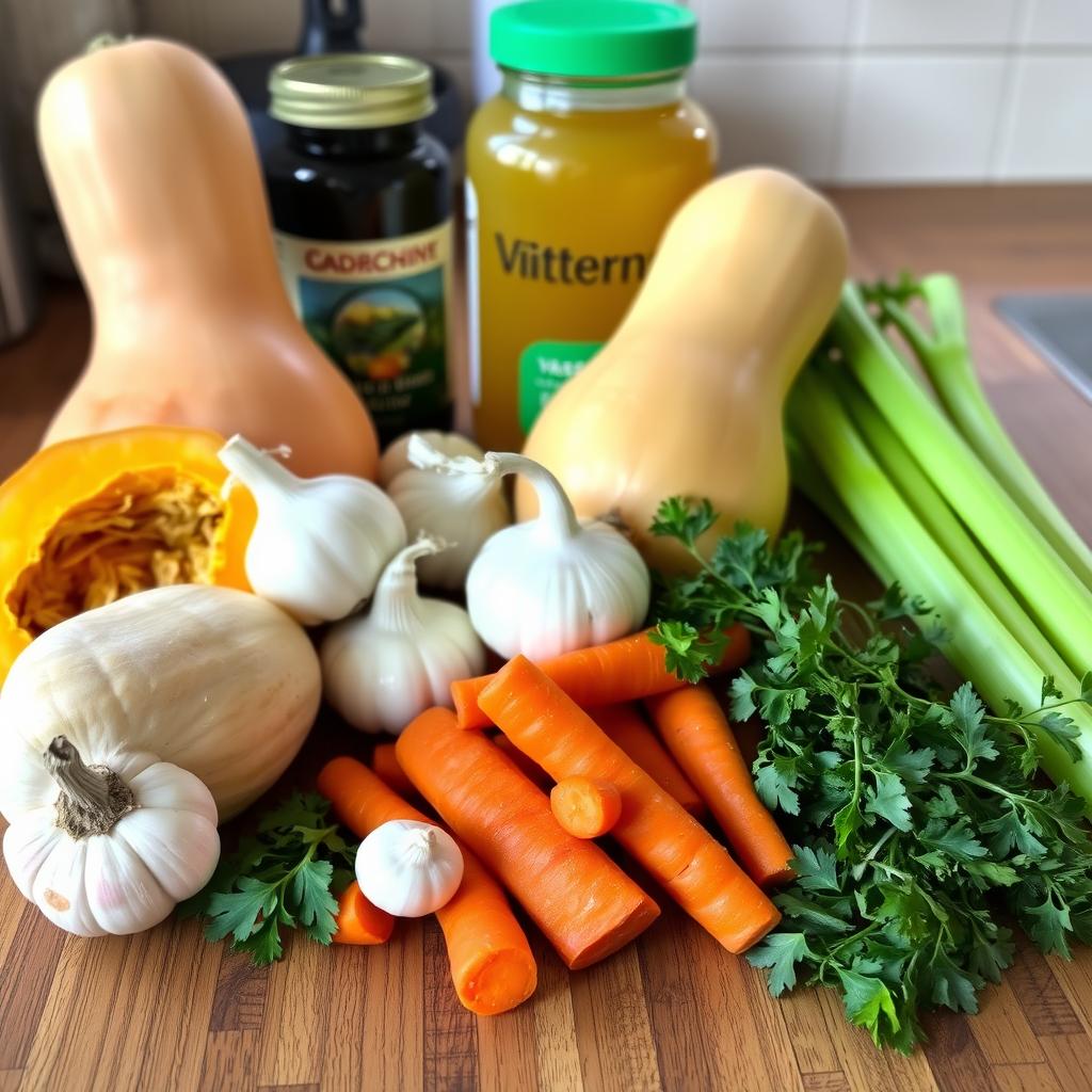 ingrédients pour la soupe butternut