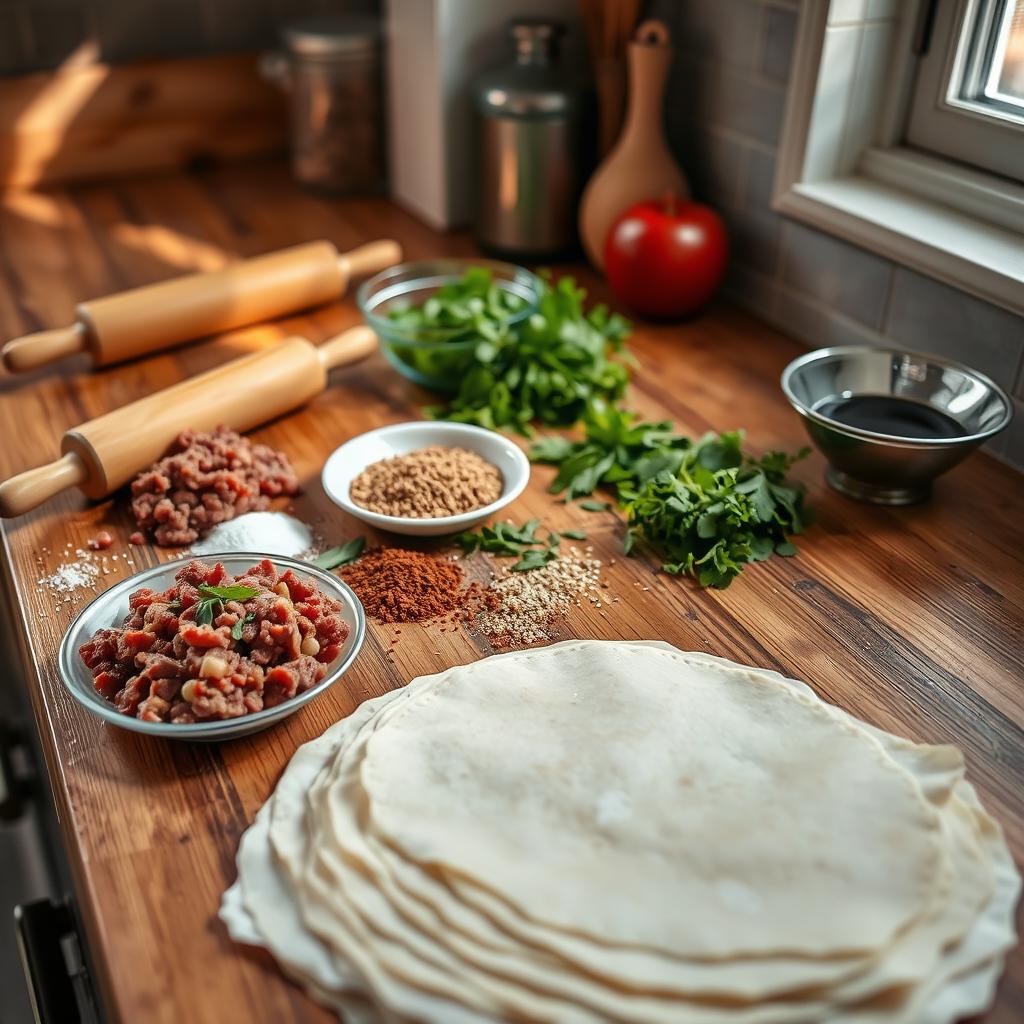 préparation à l'avance de samoussas au bœuf