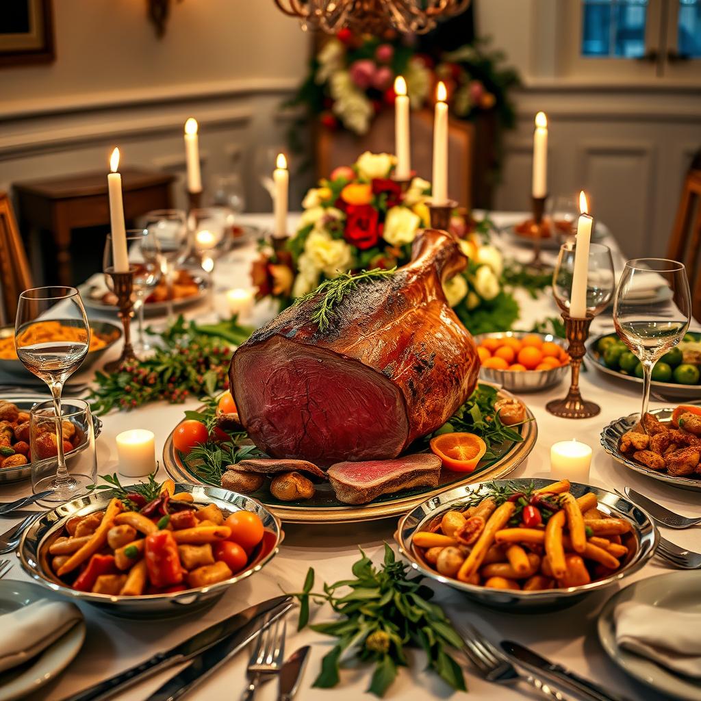 rôti de bœuf lors d'un repas festif