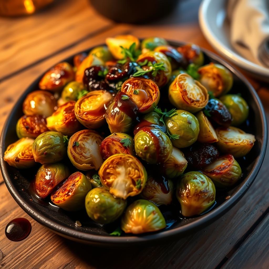 choux de Bruxelles rôtis au miel et au balsamique