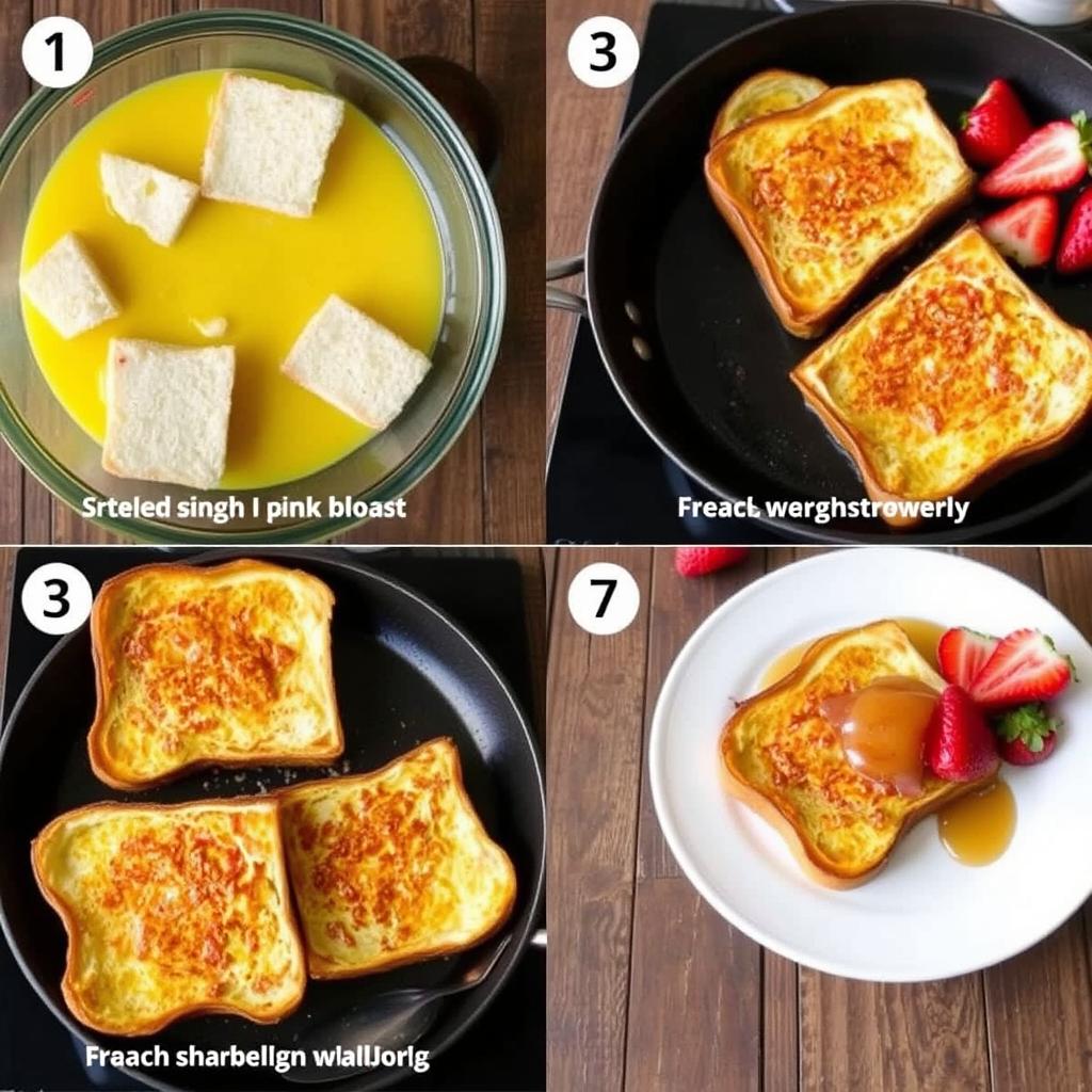 étapes de préparation de pain perdu