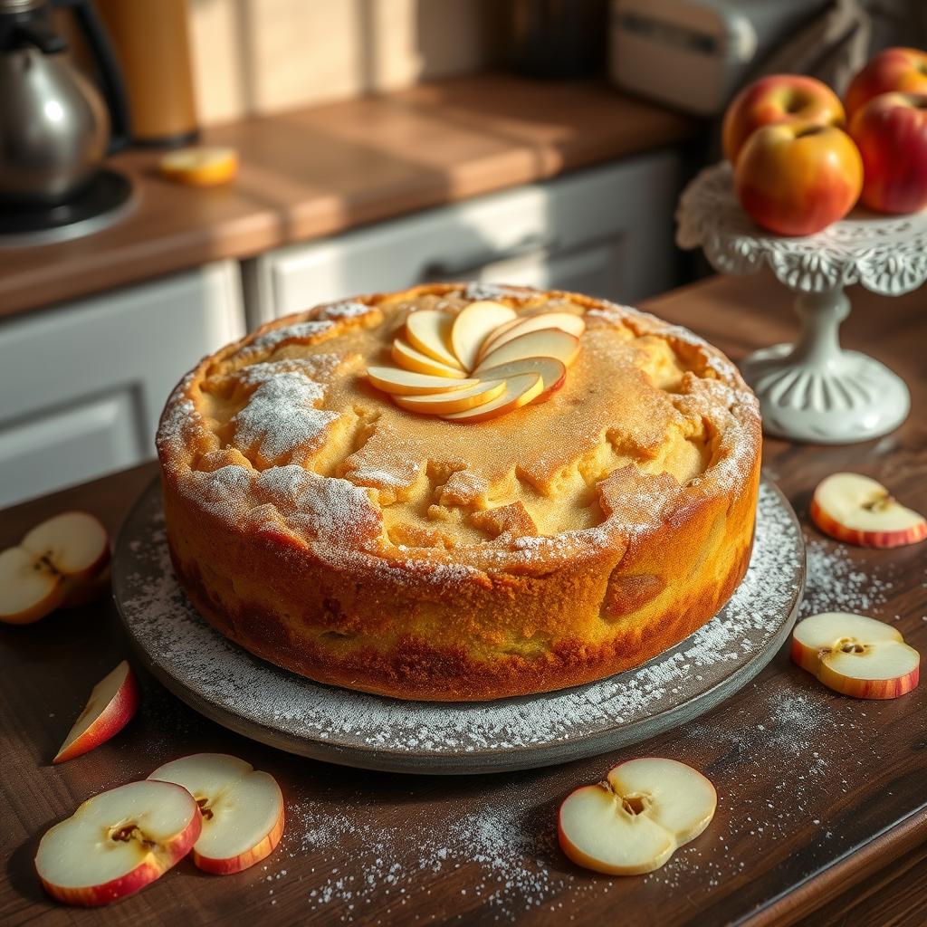 gâteau traditionnel au yaourt et aux pommes