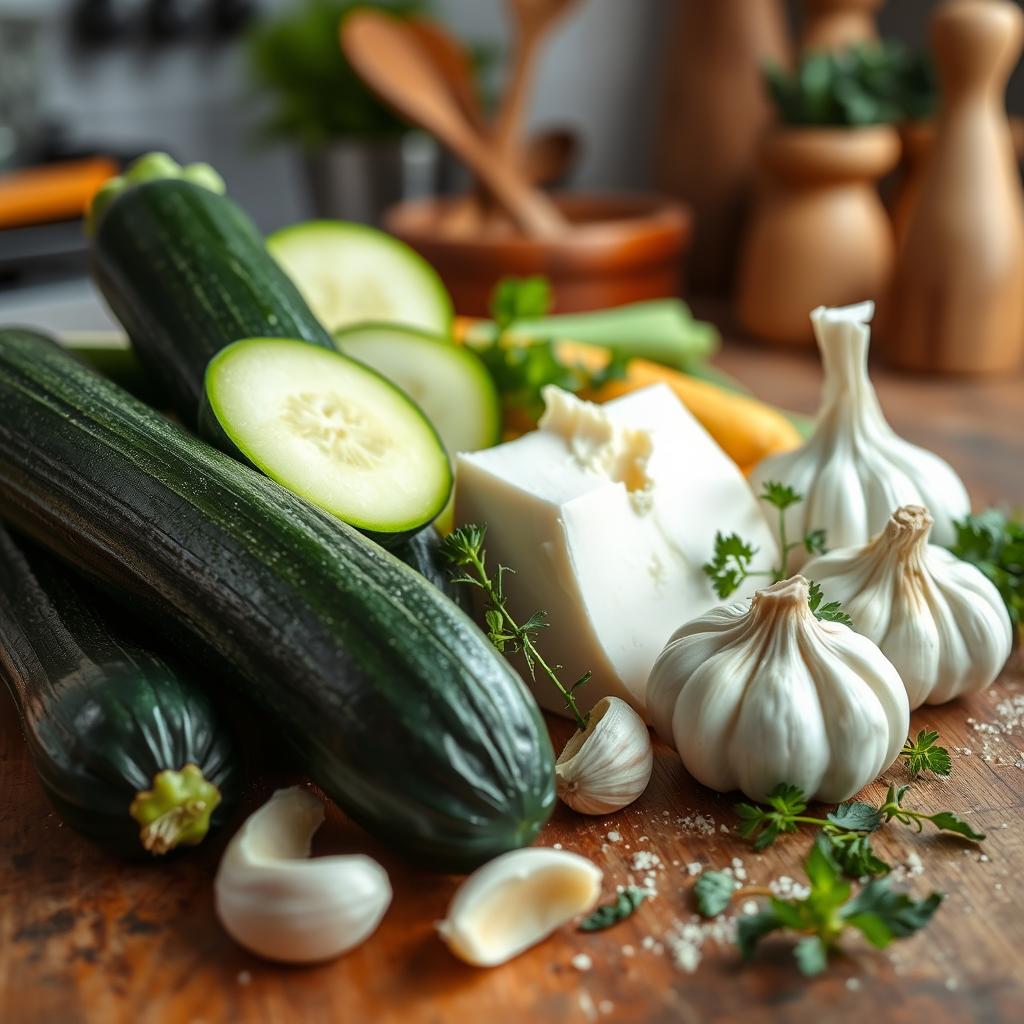 ingrédients pour gratin de courgettes