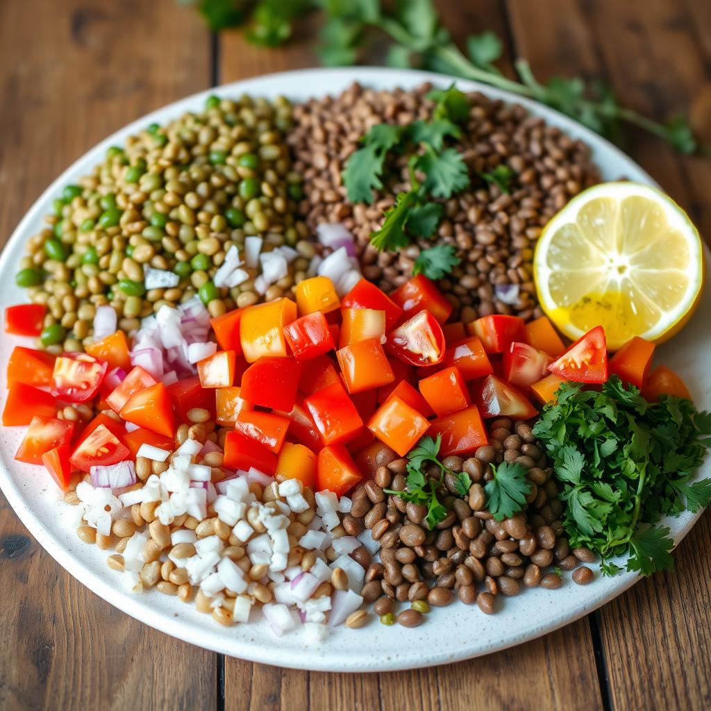 ingrédients salade lentilles