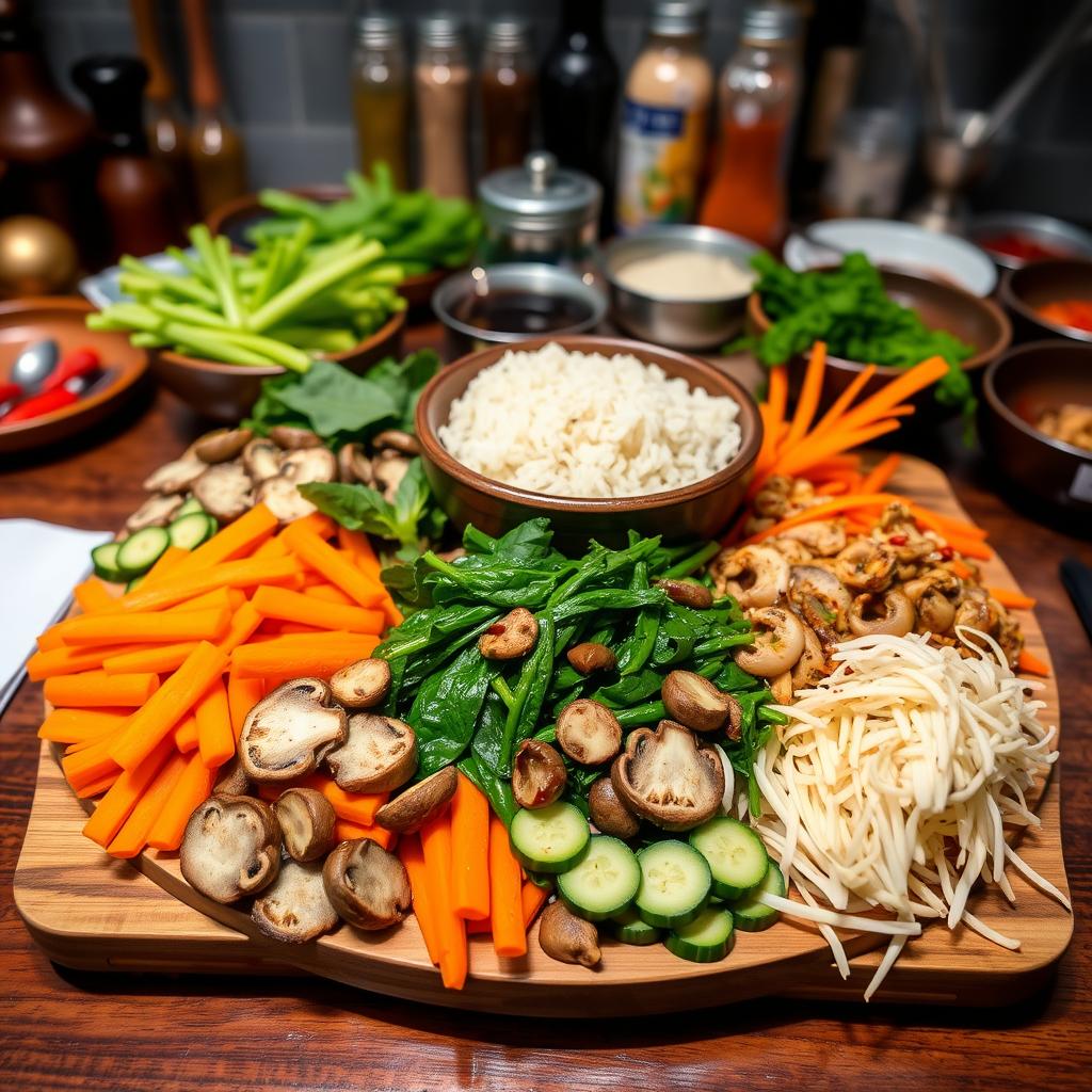 préparation bibimbap