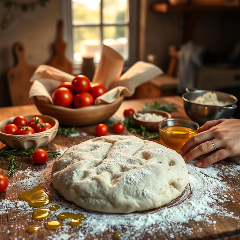 préparation de la cuisson focaccia