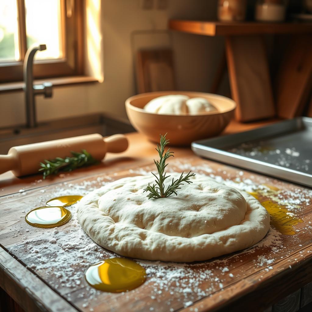 préparation de la pâte à focaccia