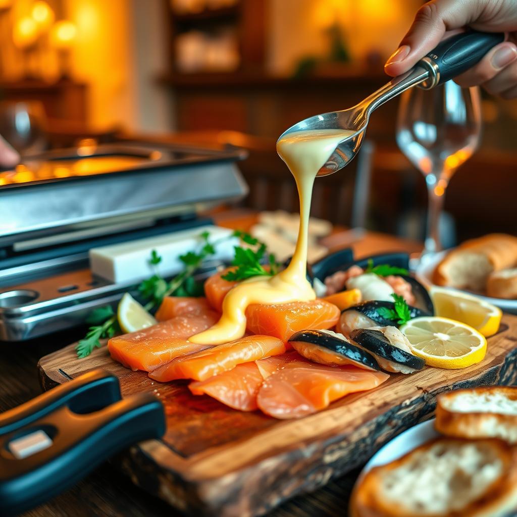 saumon fumé et fruits de mer pour raclette