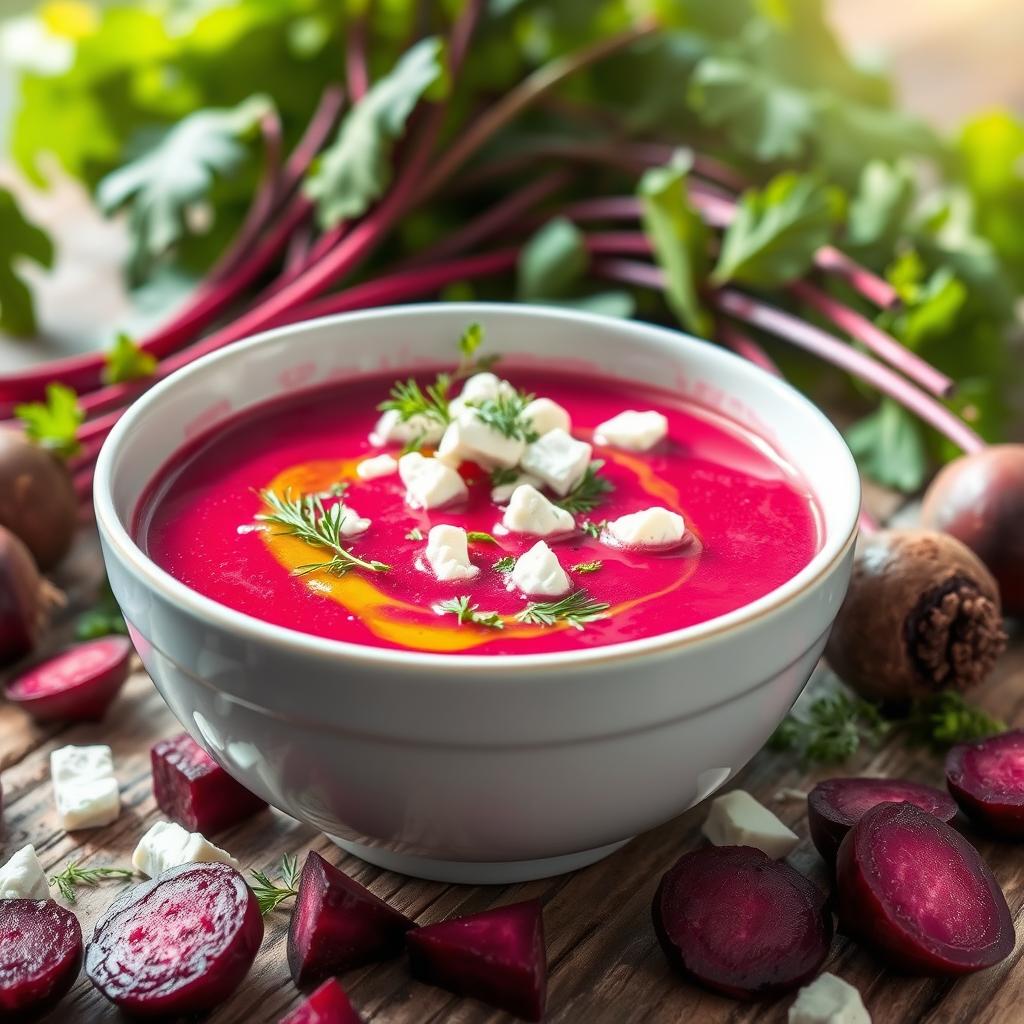 velouté froid à la betterave et feta