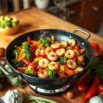 Avantages du wok pour cuisiner des légumes et crevettes