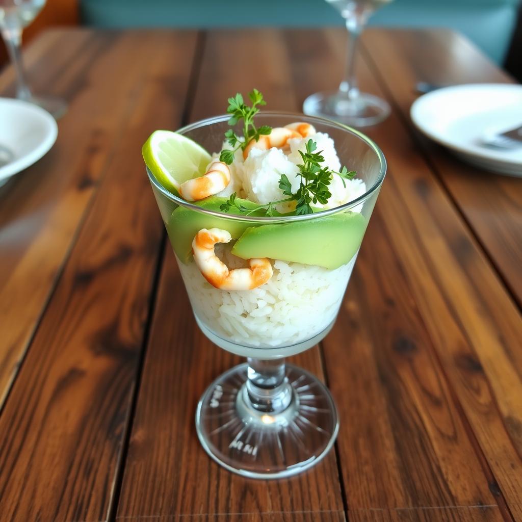 Verrine à l'Avocat, Riz et Crabe