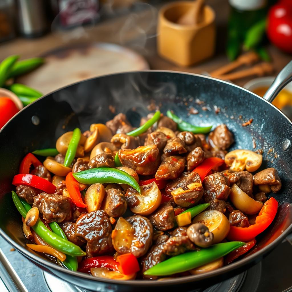 Wok de Bœuf aux Champignons