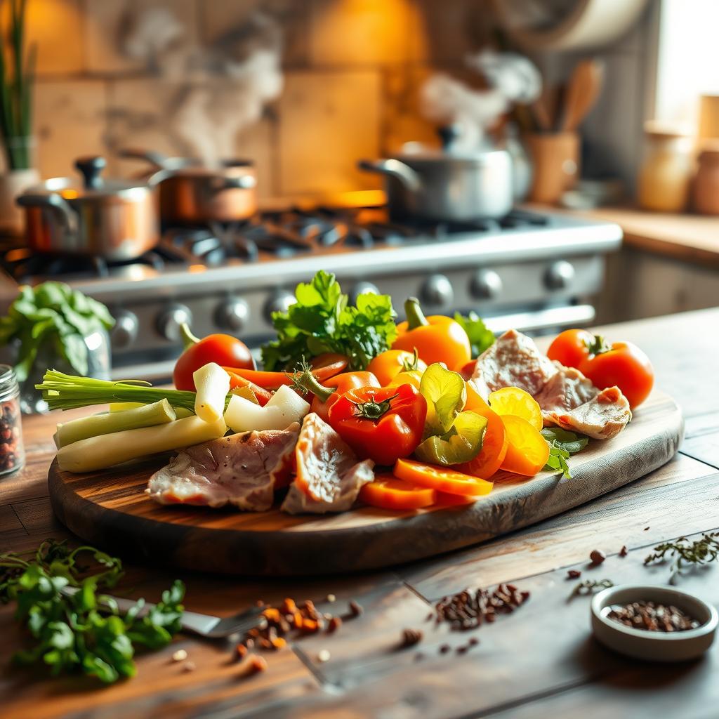 cuisson des viandes et légumes