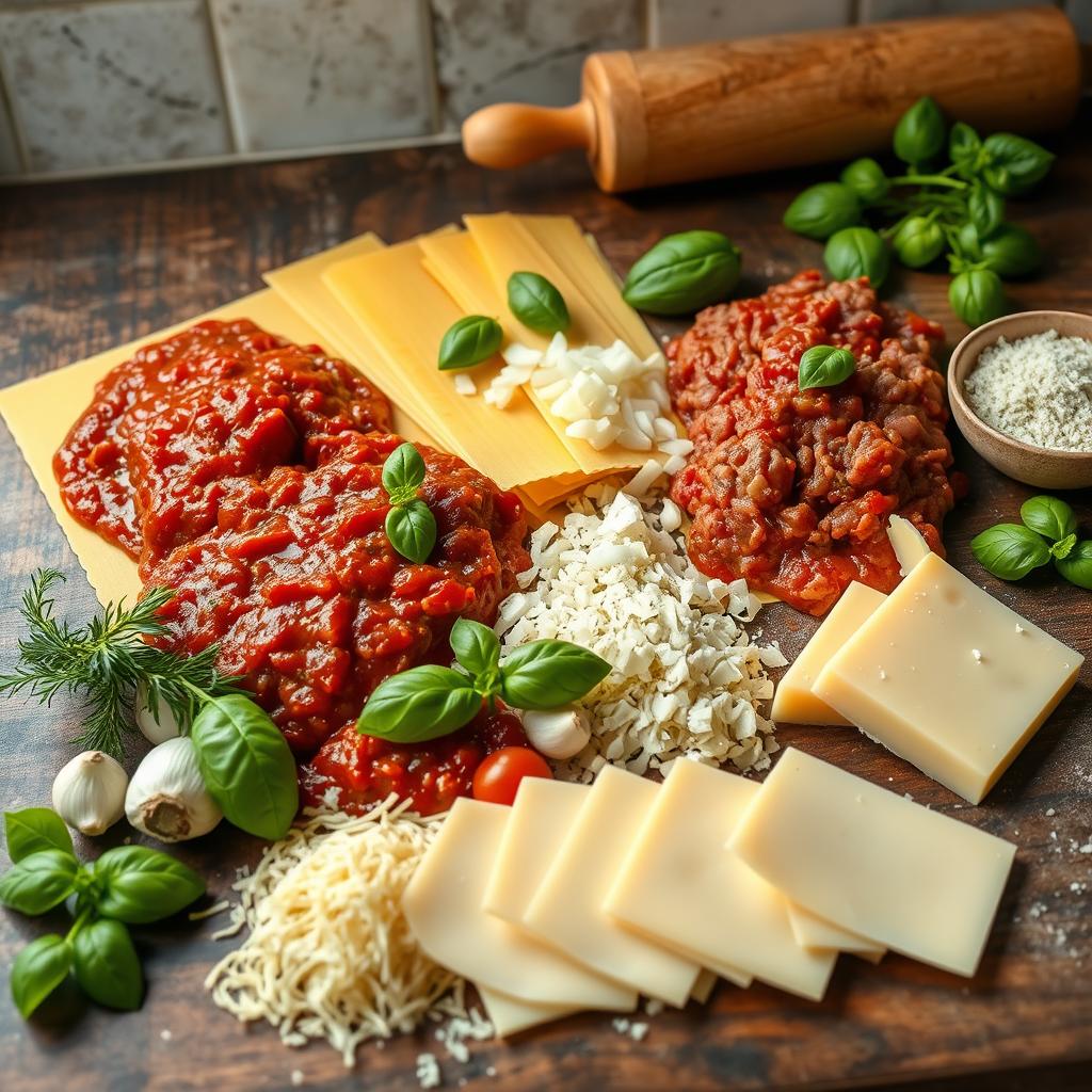 ingrédients des lasagnes à la bolognaise