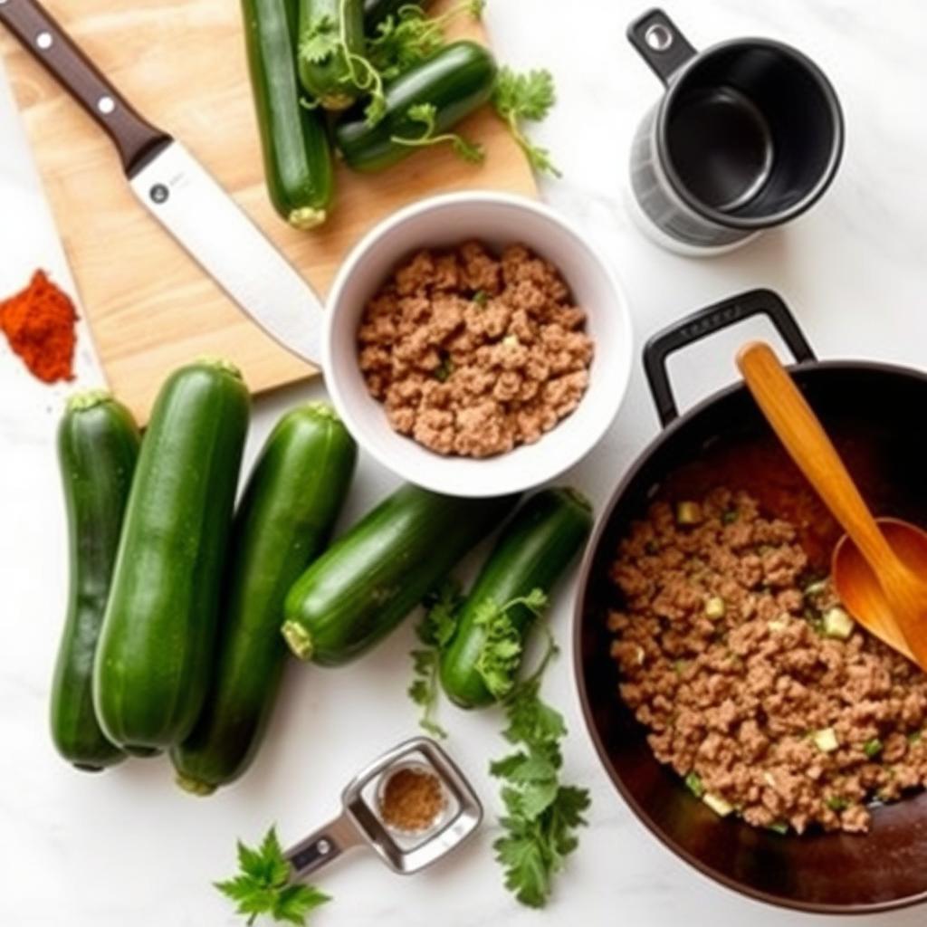 matériel de cuisine pour Boeuf haché aux courgettes