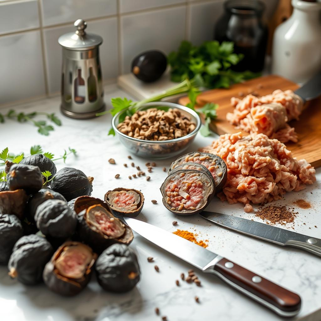 préparation boudin truffé