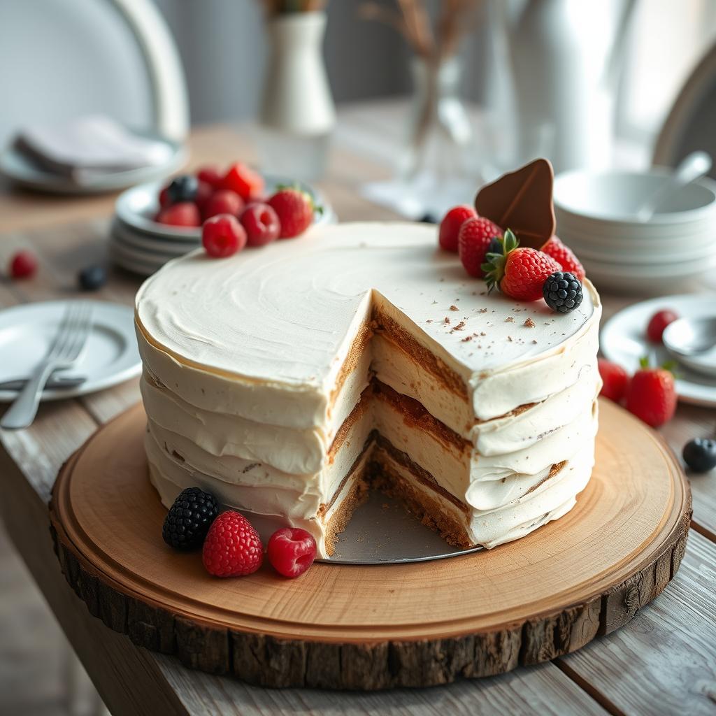 présentation Gâteau nuage praliné