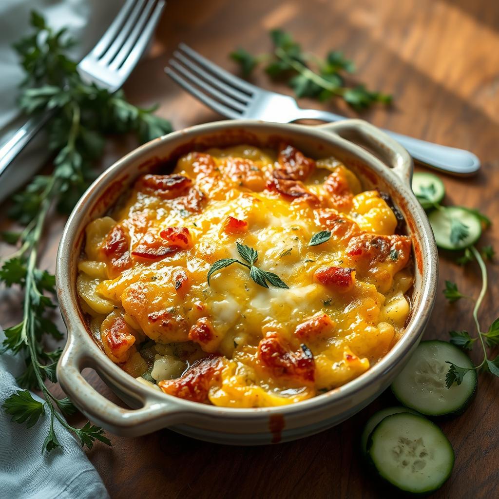 service et présentation des plats de gratin