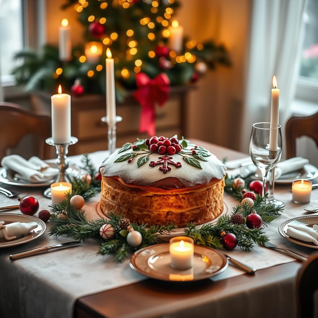 servir gâteau de Noël