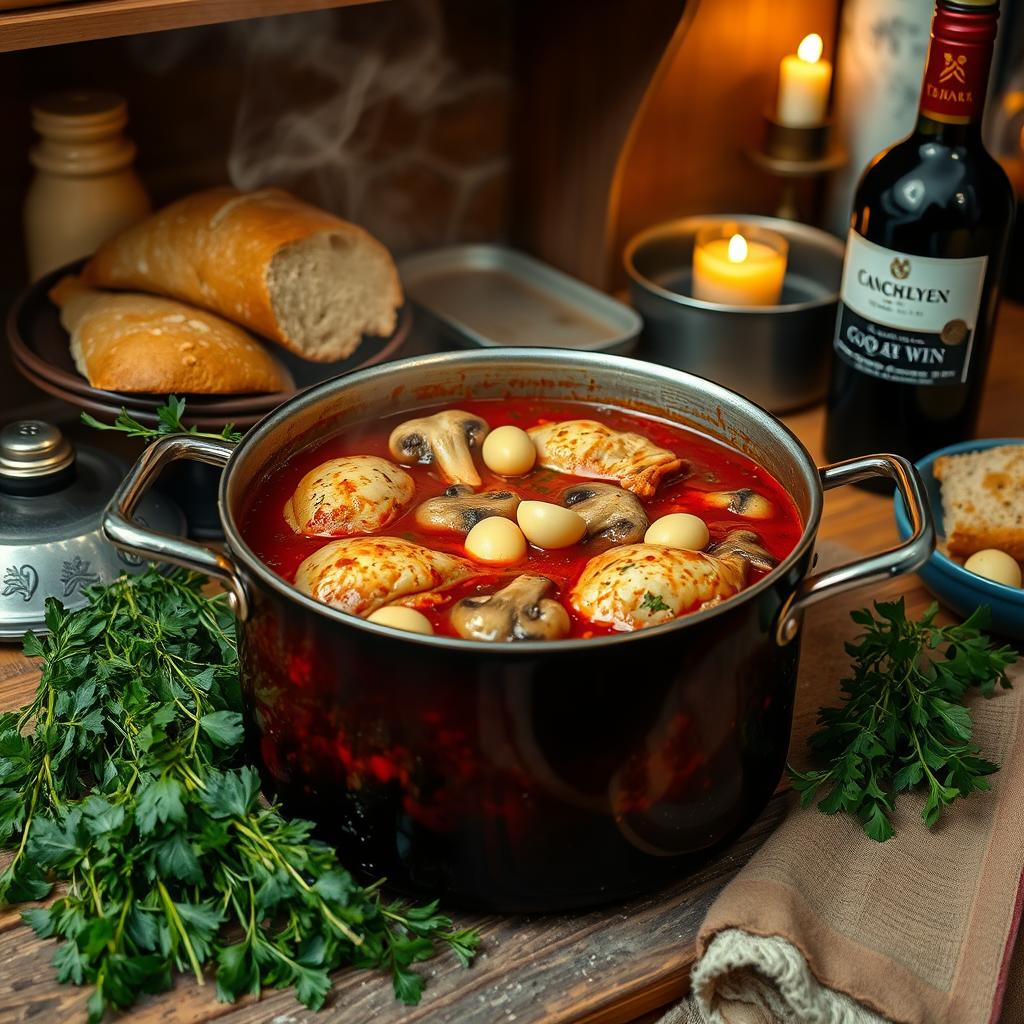 Coq au vin un plat réconfortant