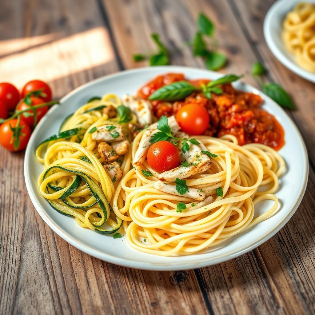 Trio de Tagliatelles Courgette-Poulet