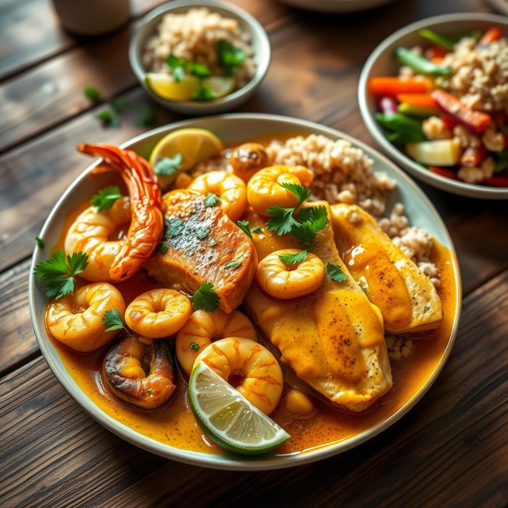 Trio de la Mer au Curry : Une Recette Exotique