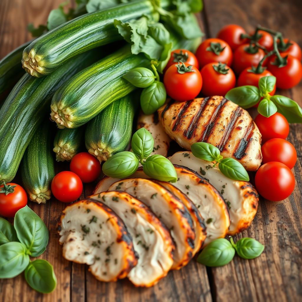 ingrédients pour tagliatelles courgette-poulet