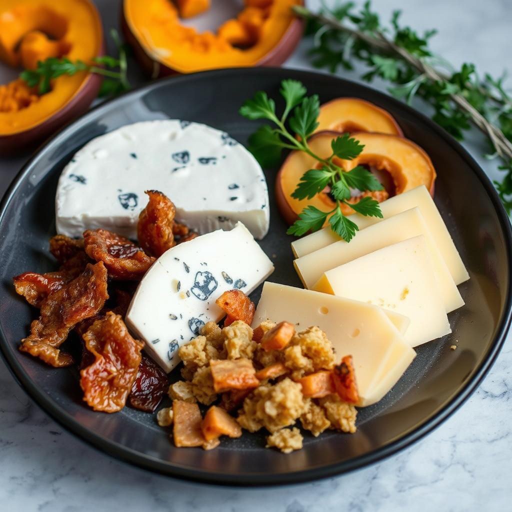 lardons et fromage pour tarte butternut