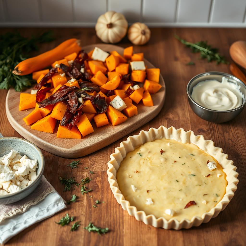 préparation à l'avance pour une tarte butternut